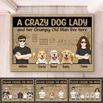 Crazy Dog Lady And Her Grumpy Old Man - Dog & Cat Personalized Custom Decorative Mat - Gift For Pet Lovers, Pet Owners