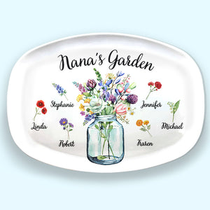 My Grandma's Garden - Family Personalized Custom Platter - Birthday Gift For Grandma