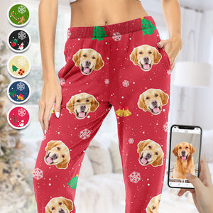 Dog Face Christmas Pajama Pants Funny Add Your Dog's Photo to