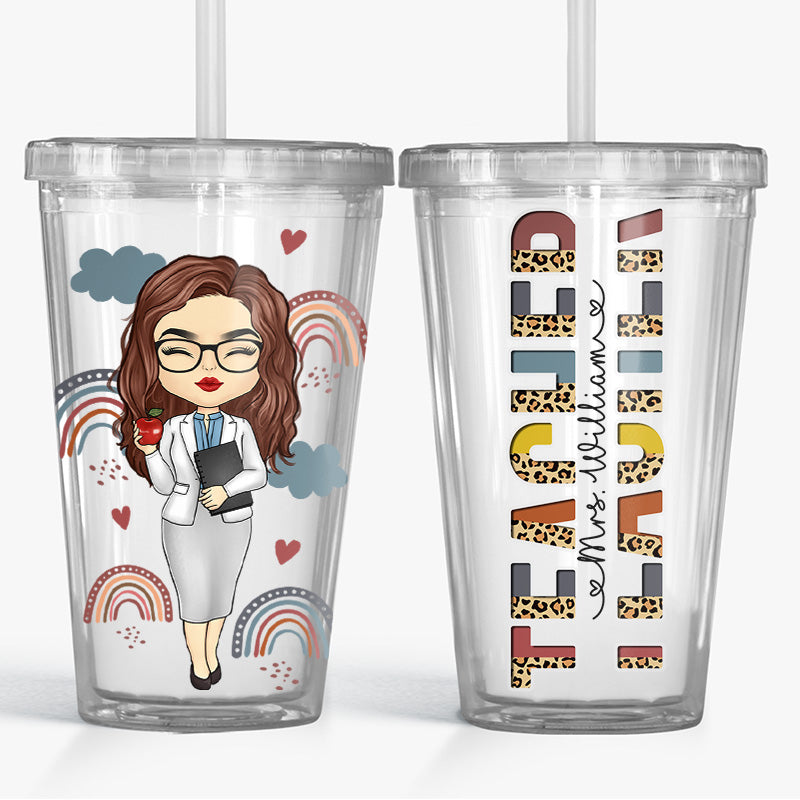 One Child One Teacher One Book - Teacher Personalized Custom Clear Acrylic Tumbler - Gift For Teacher, Back To School