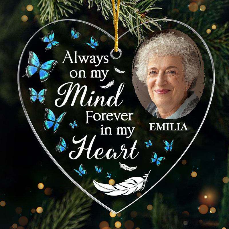 Photo personnalisée que vous ne regretterez pas - Ornement commémoratif personnalisé personnalisé - En forme de cœur en acrylique - Cadeau de Noël, cadeau de condoléances pour les membres de la famille