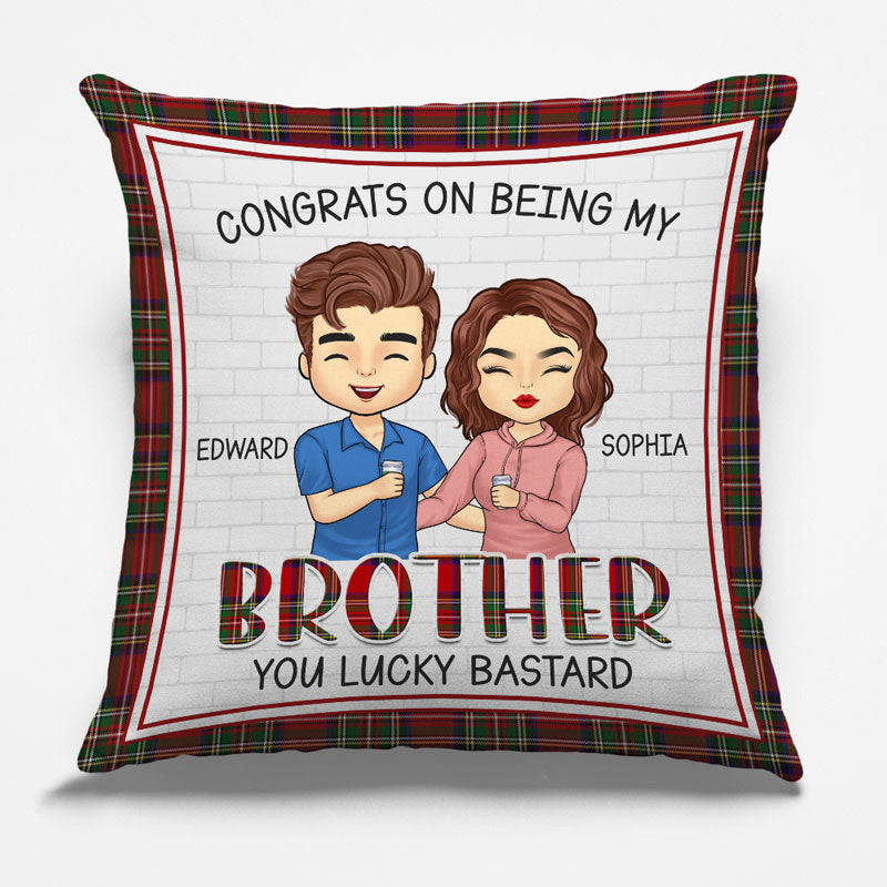 XUNLIZXY Brother Throw Pillow Cover Gift, Funny Pillow Cover For Men Boys Teens Birthday From Sister, Big Little Brother Cushion Cover 18"x 18