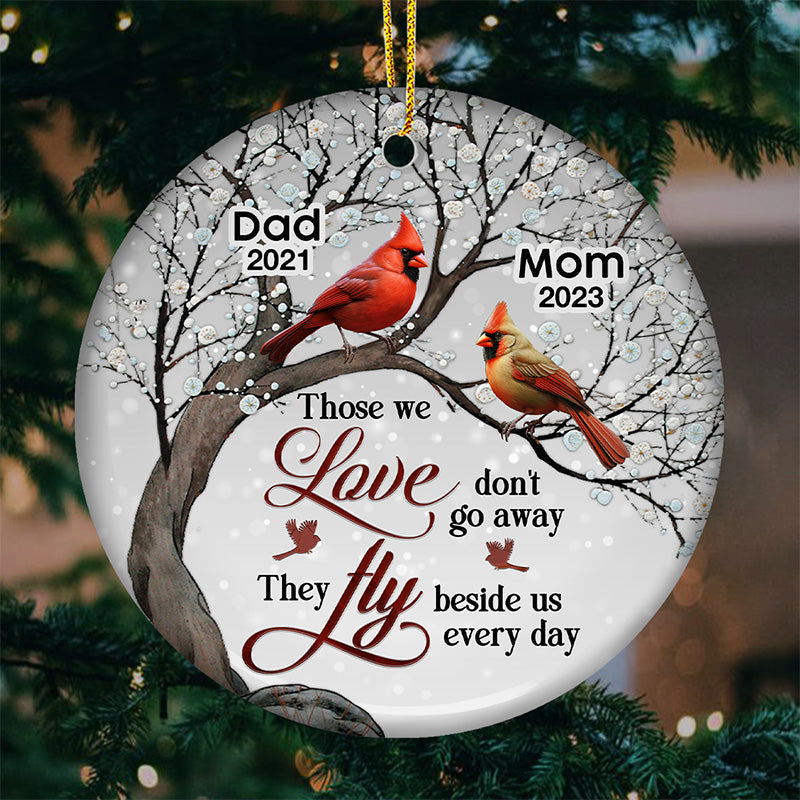 We're Always With You - Memorial Personalized Custom Ornament - Ceramic Round Shaped - Sympathy Gift For Family Members