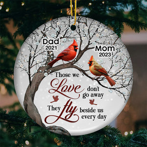 We're Always With You - Memorial Personalized Custom Ornament - Ceramic Round Shaped - Sympathy Gift For Family Members