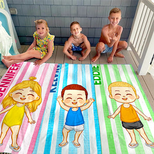 A Little Vitamin Sea - Family Personalized Custom Beach Towel - Summer Vacation Gift, Birthday Pool Party Gift For Family Members