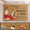 Hope You Like Animals & Kids Because It's A Zoo Inside - Couple Personalized Custom Decorative Mat - Gift For Husband Wife, Anniversary
