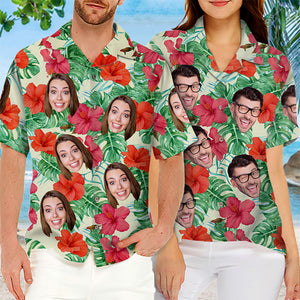 Custom Photo Tropical Summer Vibe - Couple Personalized Custom Unisex Tropical Hawaiian Aloha Shirt - Summer Vacation Gift, Gift For Husband Wife