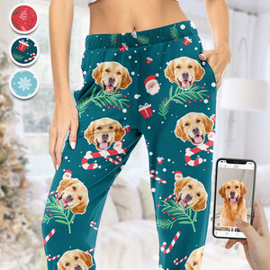 Custom Photo Happy Pawlidays - Dog & Cat Personalized Custom Face Photo Pajama Pants - New Arrival, Christmas Gift For Pet Owners, Pet Lovers