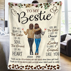 Sister Of Soul Friend Of Heart - Bestie Personalized Custom Blanket - Christmas Gift For Best Friends, BFF, Sisters
