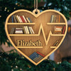 There Is No Friend As A Book - Personalized Custom Ornament - Wood Heart Shaped - Christmas Gift For Book Lovers