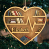 There Is No Friend As A Book - Personalized Custom Ornament - Wood Heart Shaped - Christmas Gift For Book Lovers