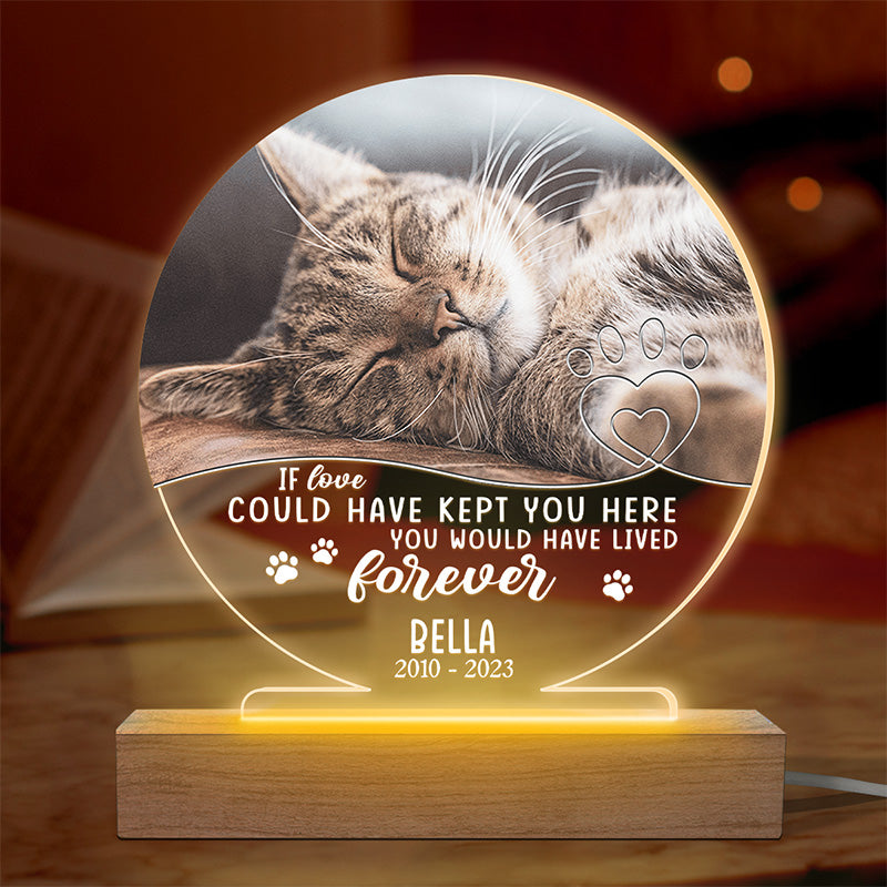 Custom Photo If Love Could Have Kept You Here - Memorial Personalized Custom Round Shaped 3D LED Light - Sympathy Gift For Pet Owners, Pet Lovers