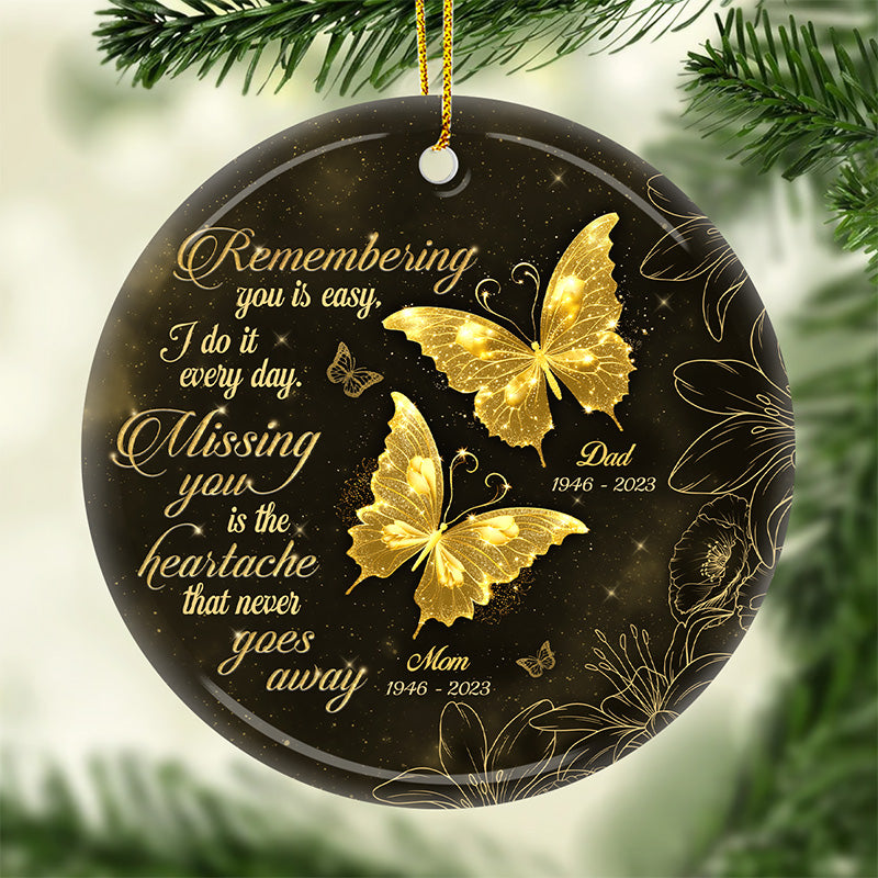 Not A Day Goes By That You Are Not Missed - Memorial Personalized Custom Ornament - Ceramic Round Shaped - Sympathy Gift For Family Members