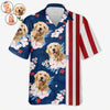 Custom Photo In Love With My Summer - Dog & Cat Personalized Custom Unisex Patriotic Tropical Hawaiian Aloha Shirt - Independence Day, 4th Of July, Summer Vacation Gift, Gift For Pet Owners, Pet Lovers