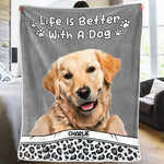 Custom Photo Life Is Better With Dogs & Cats - Dog & Cat Personalized Custom Baby Blanket - Gift For Dog Lovers, Pet Owners