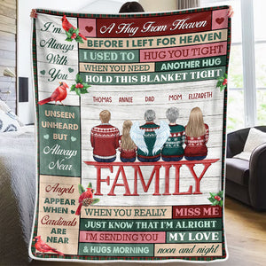 Hugs From Heaven - Memorial Personalized Custom Blanket - Christmas Gift, Sympathy Gift For Family Members