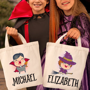 Trick Or Treat - Family Personalized Custom Tote Bag - Halloween Gift For Kid