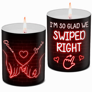 You're The Best Right Swipe - Couple Personalized Custom Smokeless Scented Candle - Gift For Husband Wife, Anniversary