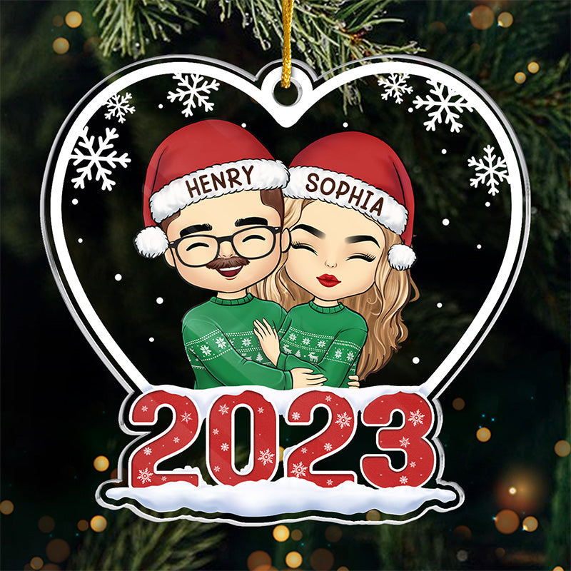 Sorry But You're Stuck With Me Now - Couple Personalized Custom Ornament - Acrylic Custom Shaped - Christmas Gift For Husband Wife, Anniversary