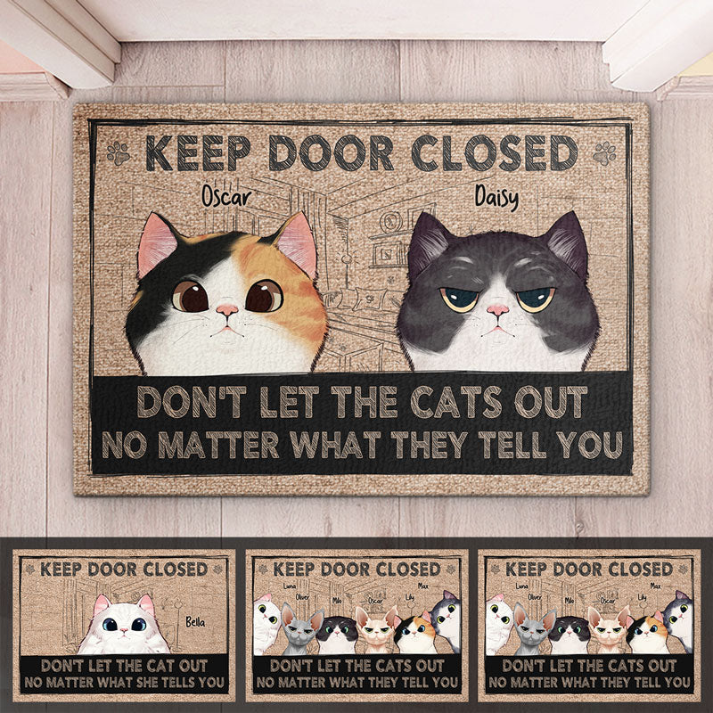 Keep Door Closed, Custom Photo Doormat, Gift For Pet Lovers