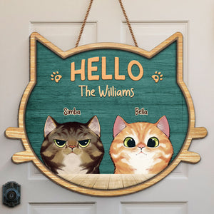 Hope You Like Cats - Cat Personalized Custom Shaped Home Decor Wood Sign - House Warming Gift For Pet Owners, Pet Lovers