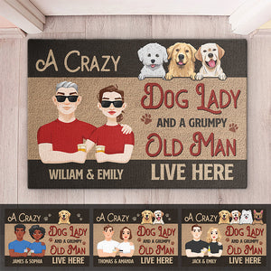 A Crazy Dog Lady And A Grumpy Old Man Live Here - Dog Personalized Custom Decorative Mat - Gift For Pet Owners, Pet Lovers