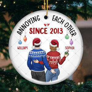 It's Always Better When We're Together - Couple Personalized Custom Ornament - Ceramic Round Shaped - Christmas Gift For Husband Wife, Anniversary