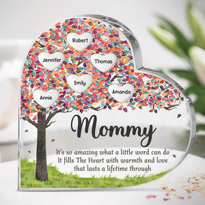 A Mommy's Love Will Never End - Family Personalized Custom Heart Shaped Acrylic Plaque - Gift For Mom, Grandma
