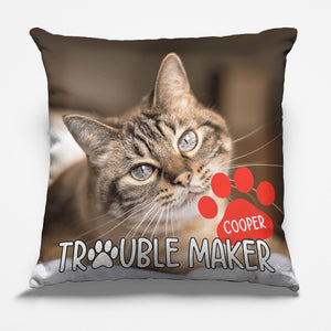 Custom Photo Trouble Maker - Dog & Cat Personalized Custom Pillow - Gift For Pet Owners, Pet Lovers