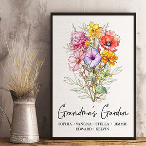 Blooming Stories Of Generations - Family Personalized Custom Vertical Poster - Birthday Gift For Grandma