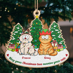 Meowy Christmas - Cat Personalized Custom Ornament - Wood Unique Shaped - Christmas Gift For Pet Owners, Pet Lovers