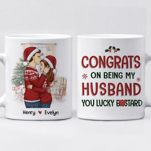 Congrats On Being My Husband You Lucky - Couple Personalized Custom Mug - Christmas Gift For Husband Wife, Anniversary