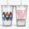 Girls Trip Cheaper Than Therapy - Bestie Personalized Custom Clear Acrylic Tumbler - Gift For Best Friends, BFF, Sisters