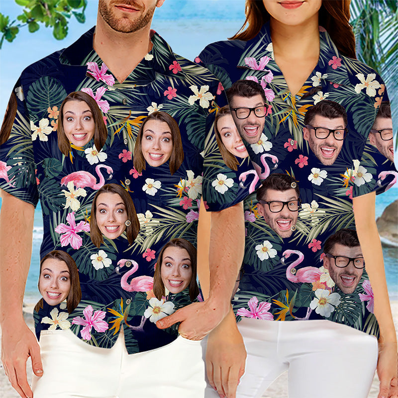 Custom Photo Summer Breeze - Couple Custom Hawaiian Shirt, Custom Shirts, Personalized Shirts, Hawaiian Shirt for Men, Beach Shirt, Aloha Shirt Men - Summer Vacation Gift, Gift For Husband Wife