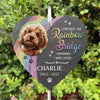 Custom Photo Crossing The Rainbow Bridge - Memorial Personalized Memorial Garden Slate & Hook - Memorial Gift, Sympathy Gift For Pet Owners, Pet Lovers