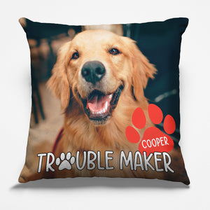 Custom Photo Trouble Maker - Dog & Cat Personalized Custom Pillow - Gift For Pet Owners, Pet Lovers