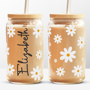 Every Flower Is A Soul Blossoming In Nature - Personalized Custom Glass Cup, Iced Coffee Cup - Birthday Gift, Gift For Yourself