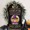 Sky Above Earth Below Peace Within - Personalized Custom Shaped Home Decor Witch Wood Sign - Halloween Gift For Witches, Yourself