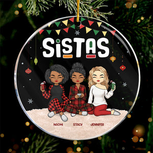 My Sister Has An Awesome Sister - Bestie Personalized Custom Ornament - Acrylic Round Shaped - Christmas Gift For Best Friends, BFF, Sisters