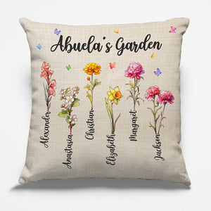 Grandma's Garden - Family Personalized Custom Pillow - Gift For Grandma