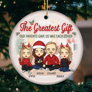 The Best Part Of Christmas - Family Personalized Custom Ornament - Ceramic Round Shaped - Christmas Gift For Family Members