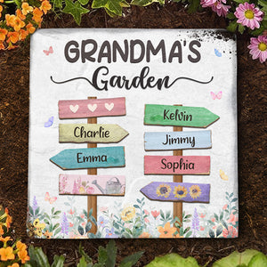 Welcome To Our Family Garden - Family Personalized Custom Square Shaped Stone With Stand - Gift For Family Members