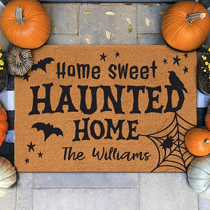 Home Sweet Haunted Home - Family Personalized Custom Home Decor Decorative Mat - Halloween Gift For Family Members