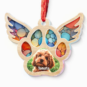 Custom Photo Pets Leave Pawprints On Our Hearts - Memorial Personalized Custom Suncatcher Ornament - Acrylic Unique Shaped - Sympathy Gift For Pet Owners, Pet Lovers