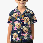 Custom Photo Kid Summer Time - Dog & Cat Personalized Custom Unisex Tropical Hawaiian Aloha Shirt - Summer Vacation Gift, Birthday Gift For Kids, Pet Owners, Pet Lovers