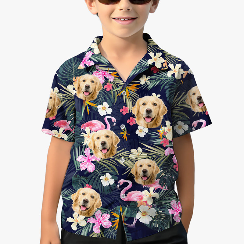 Custom Photo Kid Summer Time - Dog & Cat Personalized Custom Unisex Tropical Hawaiian Aloha Shirt - Summer Vacation Gift, Birthday Gift For Kids, Pet Owners, Pet Lovers