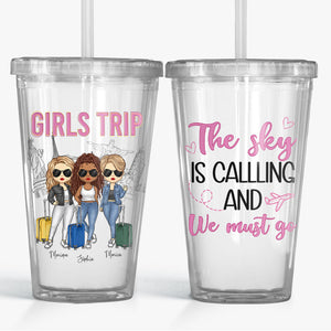 Girls Just Wanna Have Fun - Bestie Personalized Custom Clear Acrylic Tumbler - Summer Vacation, Gift For Best Friends, BFF, Sisters