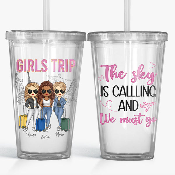 It's A Girls' Trip - Personalized Acrylic Tumbler With Straw