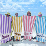 Custom Name Striped Beach Gifts for Women - Personalized Beach Towel