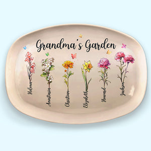 Grandma's Lovely Garden - Family Personalized Custom Platter - Gift For Grandma